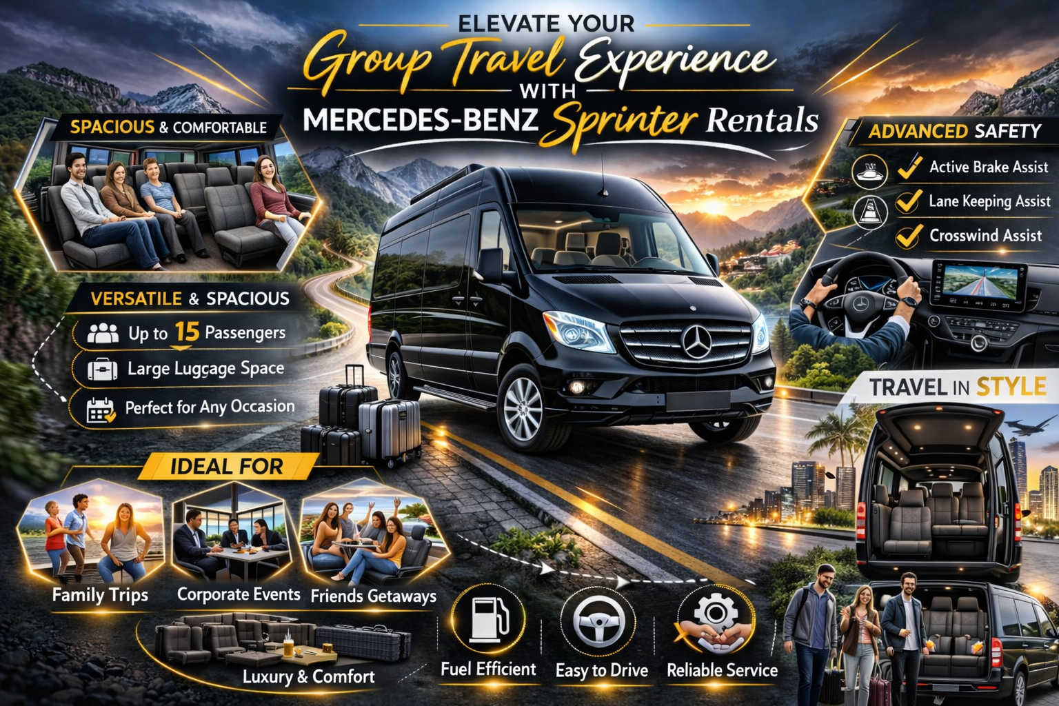 Elevate Your Group Travel Experience with Mercedes-Benz Sprinter Rentals