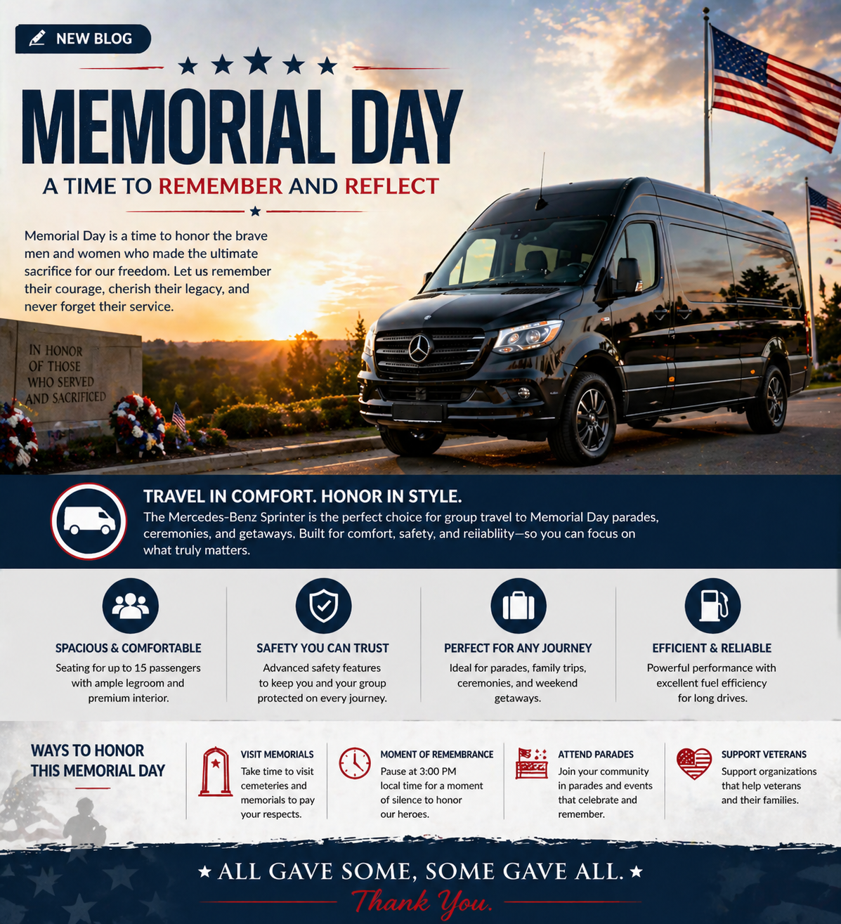 Memorial Day Road Trip: Explore Landmarks in Comfort with the Mercedes Sprinter Van