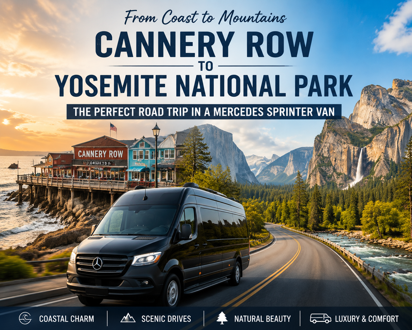 Exploring California in Style: Cannery Row & Yosemite National Park by Mercedes Sprinter Van