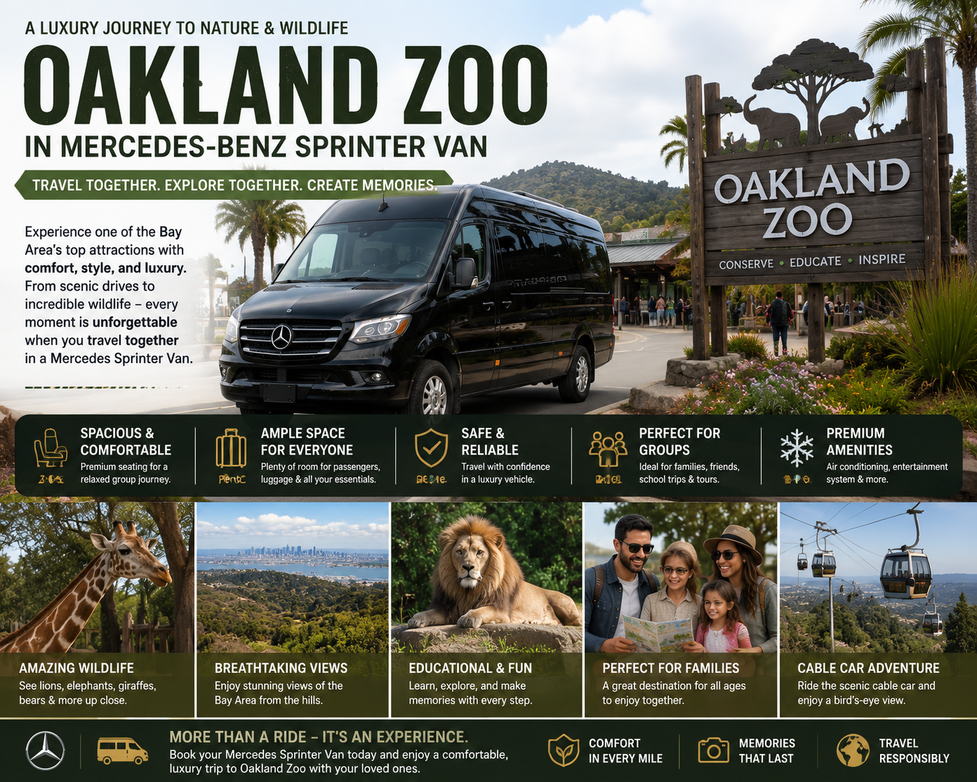 Oakland Zoo Luxury Travel Experience in Mercedes-Benz Sprinter Van