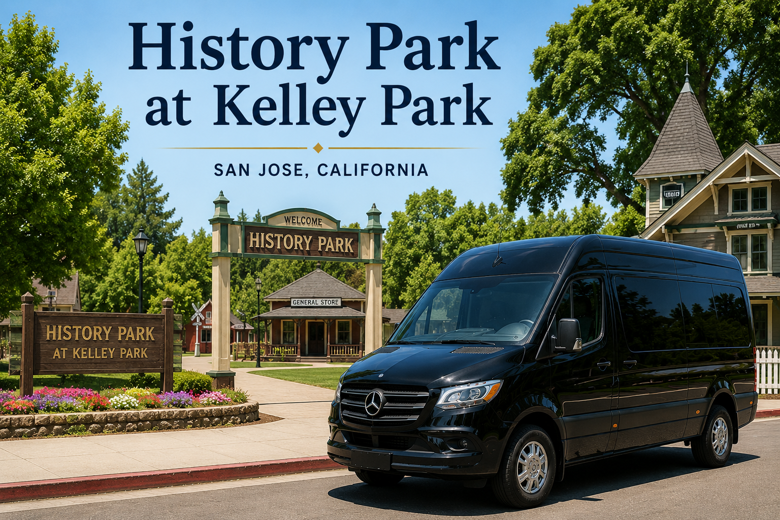 Explore History Park at Kelley Park in San Jose with a Mercedes Sprinter Van Experience
