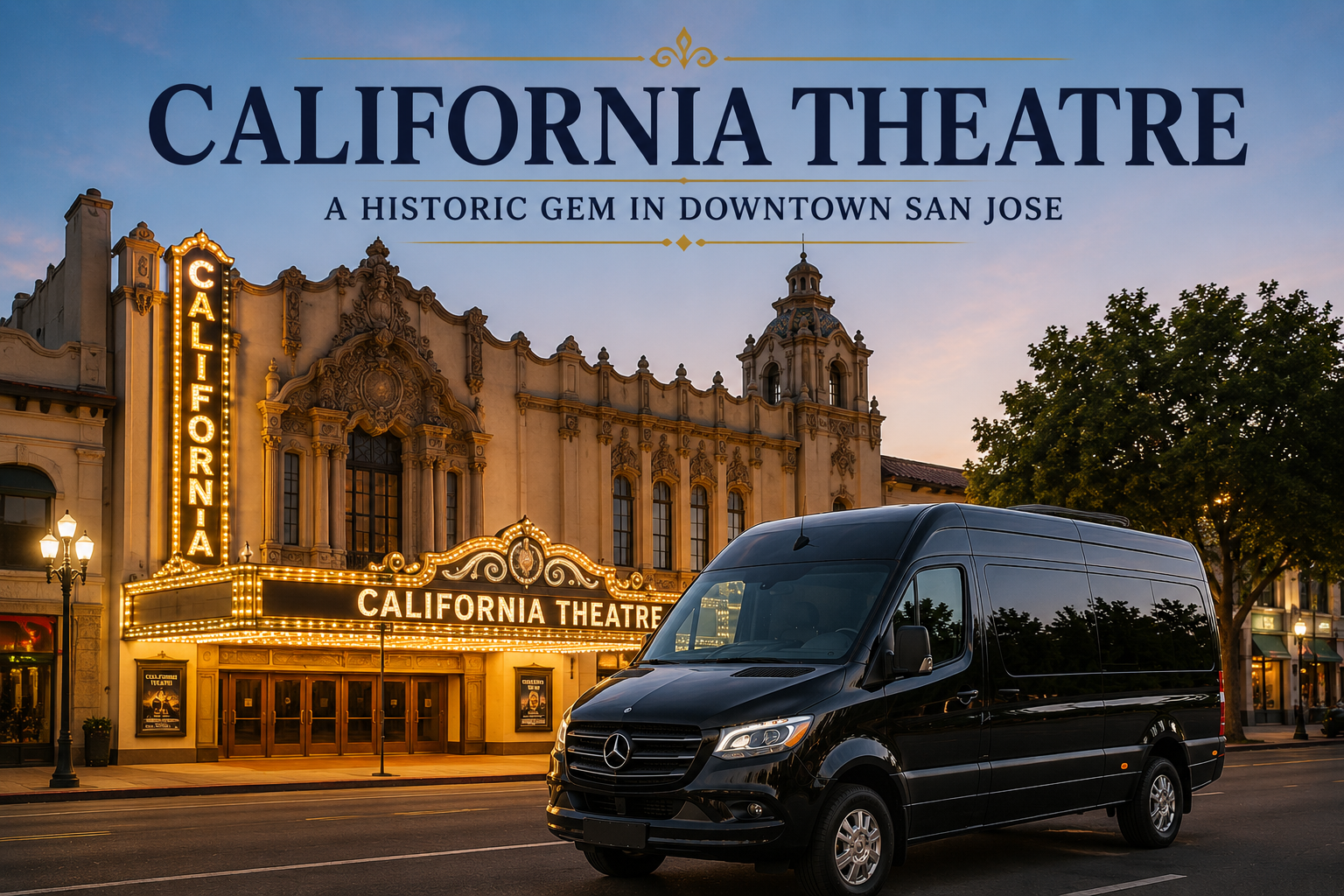 Explore California Theatre in San Jose with a Mercedes Sprinter Van Experience