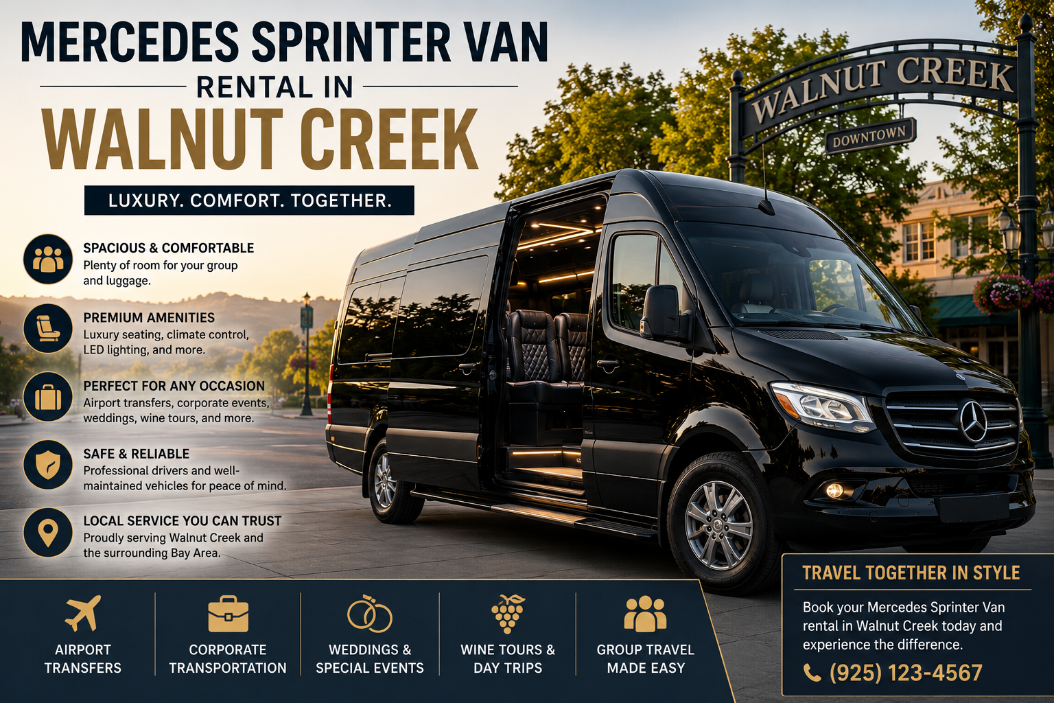 Mercedes Sprinter Van Rental in Walnut Creek: Luxury Group Transportation Made Easy