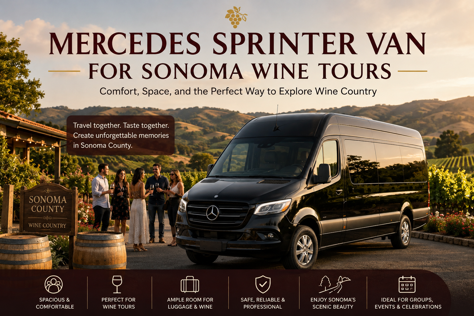 Mercedes Sprinter Van for Sonoma Wine Tours: Travel in Comfort and Style