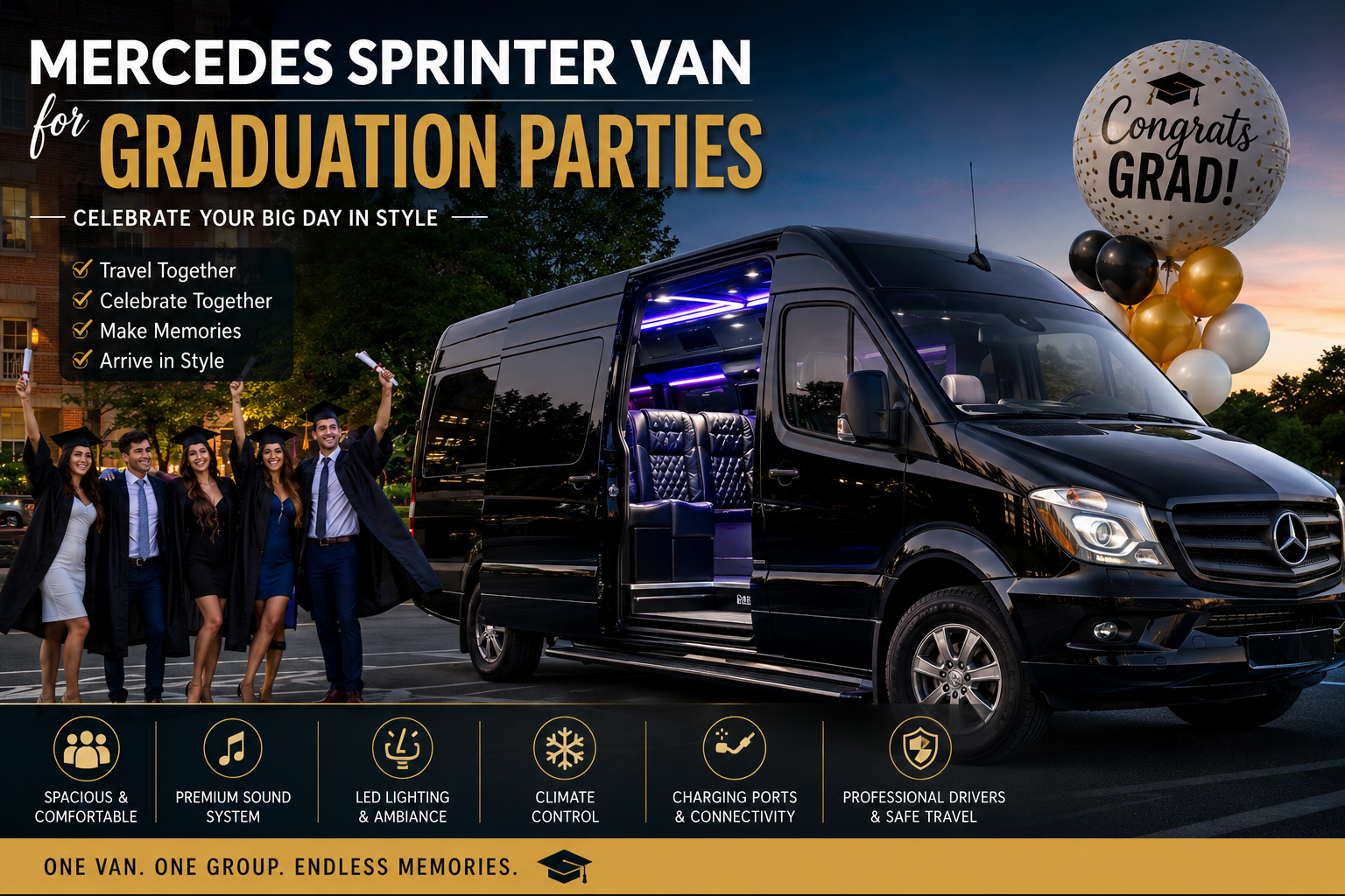 Mercedes Sprinter Van for Graduation Parties: Celebrate Your Big Day in Style